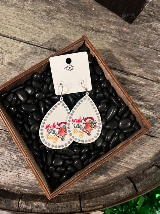 White Cow Christmas Earrings