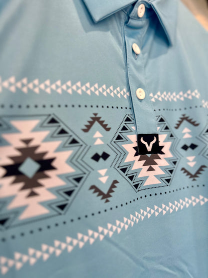 Vexil Light Blue Aztec Polo