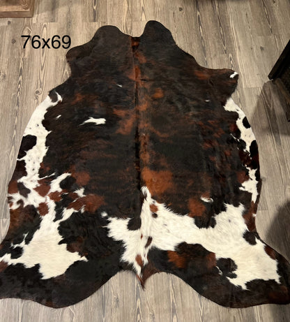 Dark Tri-Color Brindle Cowhide Rug