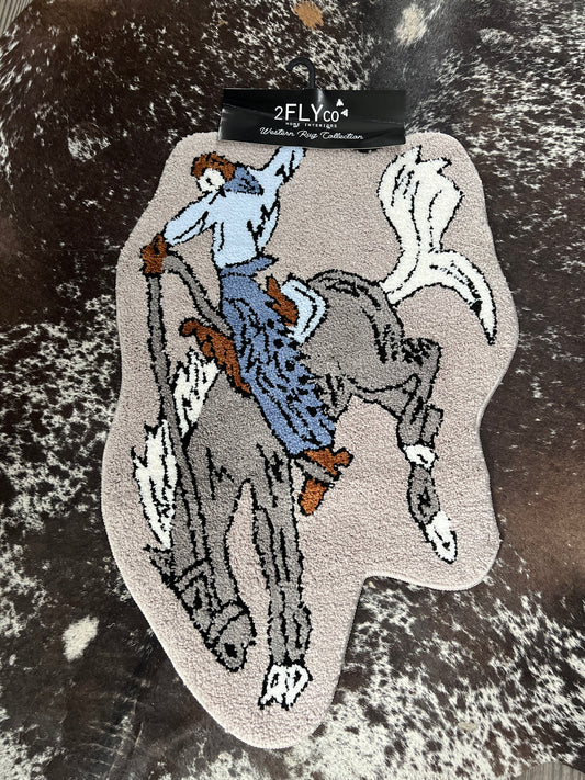 Gray Horse Plush Washable Rug