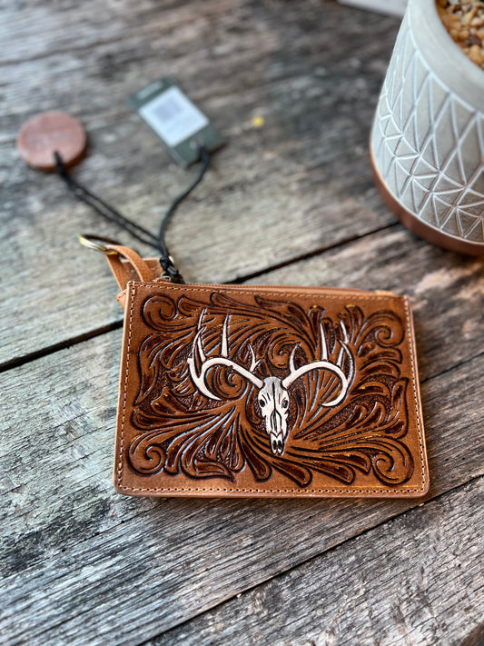 Wylie Tooled Deer Card Holder