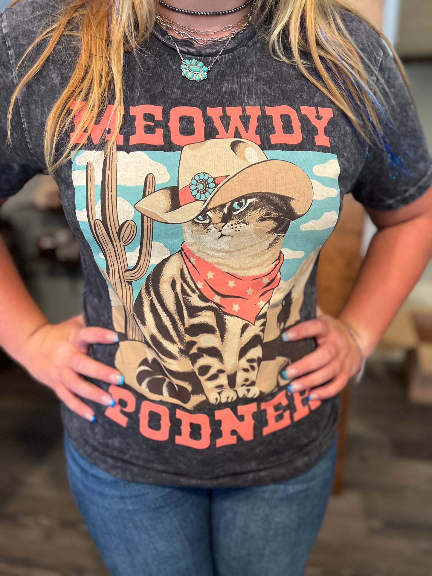 Meowdy Podner Mineral Wash Tee