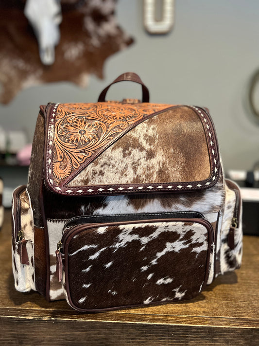 Halfsies Cowhide Diaper Bag / Backpack