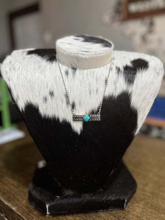 Faux Turquoise Bar Necklace