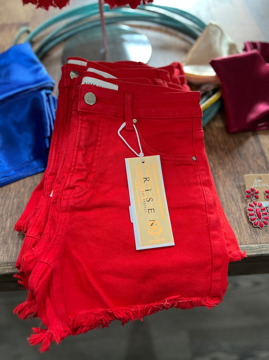Candy Apple Red Risen Shorts