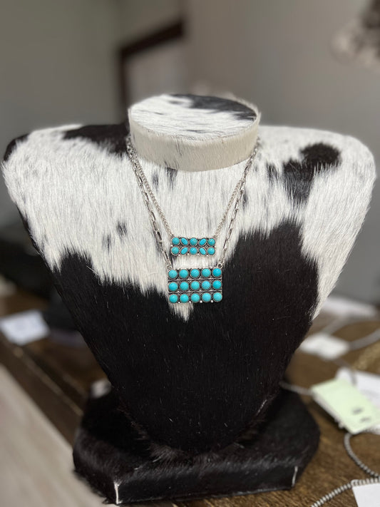 Faux Turquoise Bar Necklace
