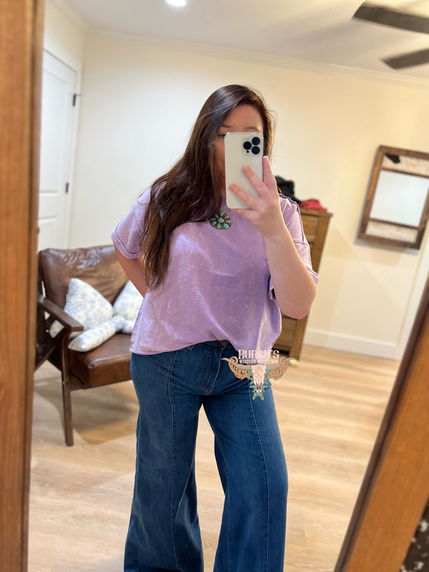 French Terry Mineral Wash Lavender Top