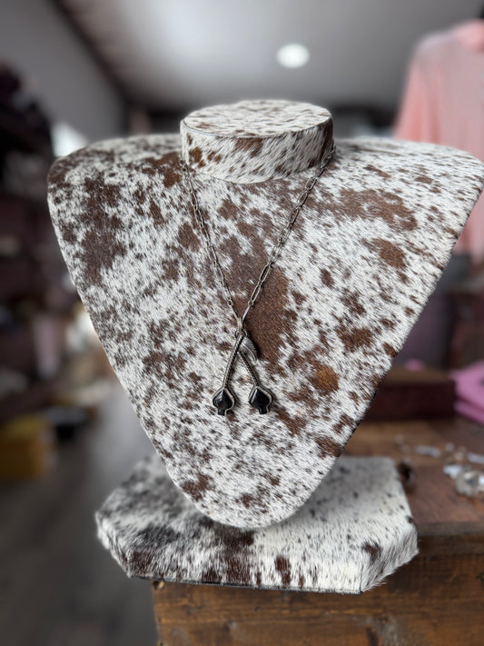 Black Onyx Spade Cherries Necklace