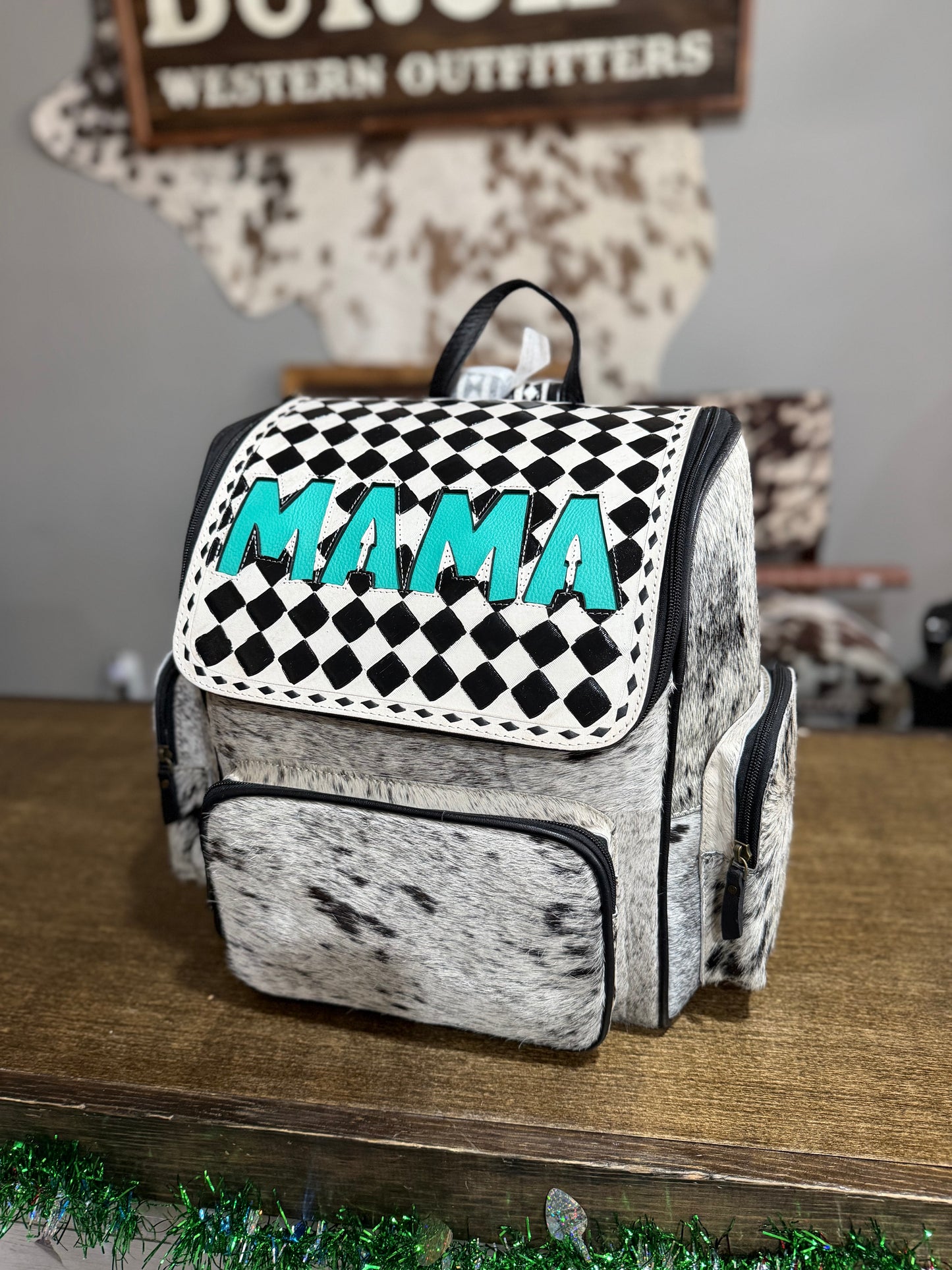 Checkered Mama Cowhide Backpack