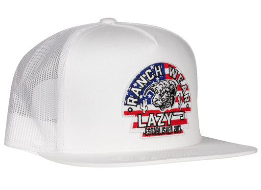 Lazy J Ranch SnapBack White USA