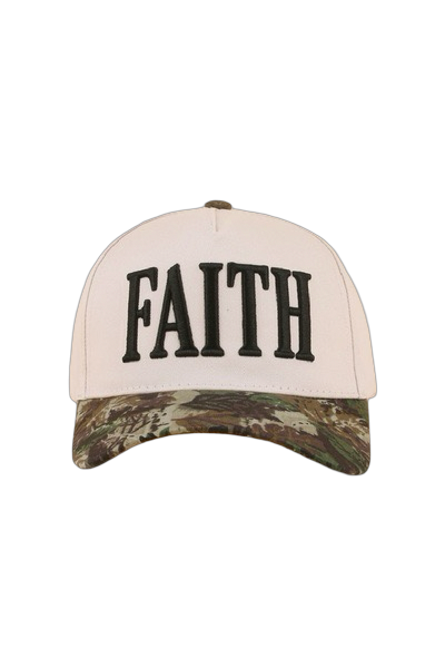 Cap with 'FAITH' text on a white background