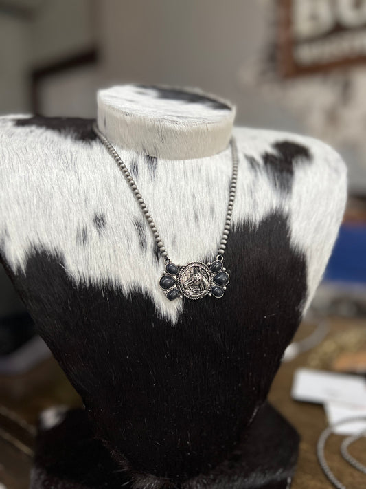 Faux Horse Cluster Necklace