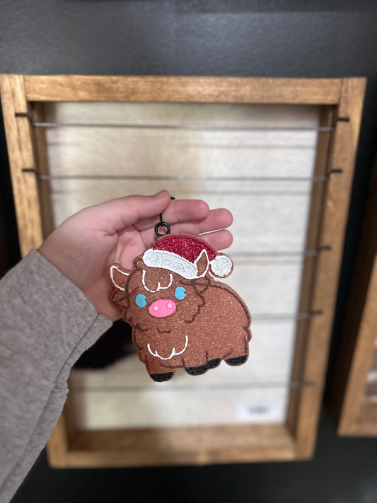 Christmas Highland Cow Freshie- Bourbon and Butterscotch