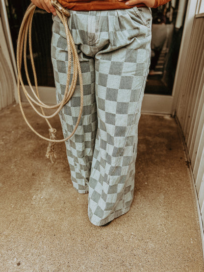 Denim Checkered Jeans