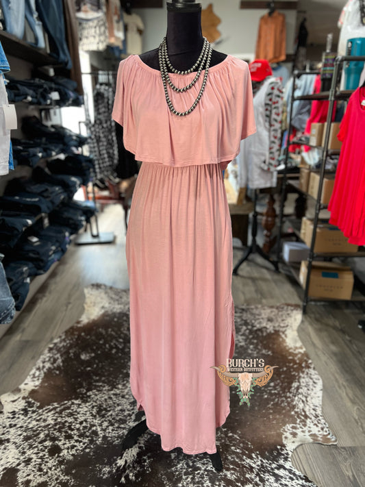 Dusty Pink Maxi Dress With Pockets