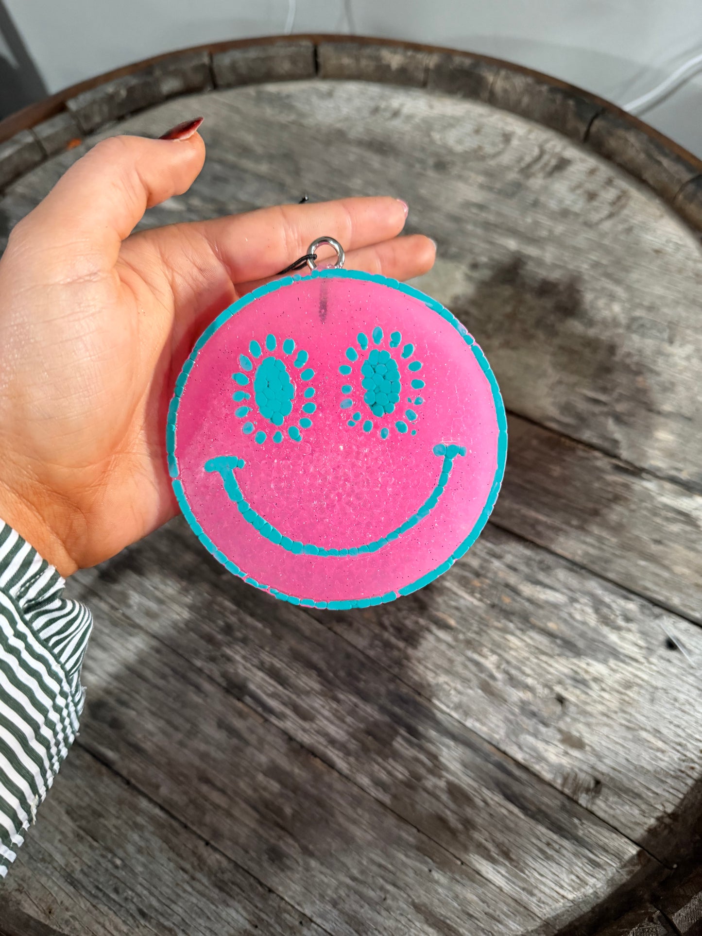 Turquoise Smiley Face Freshie
