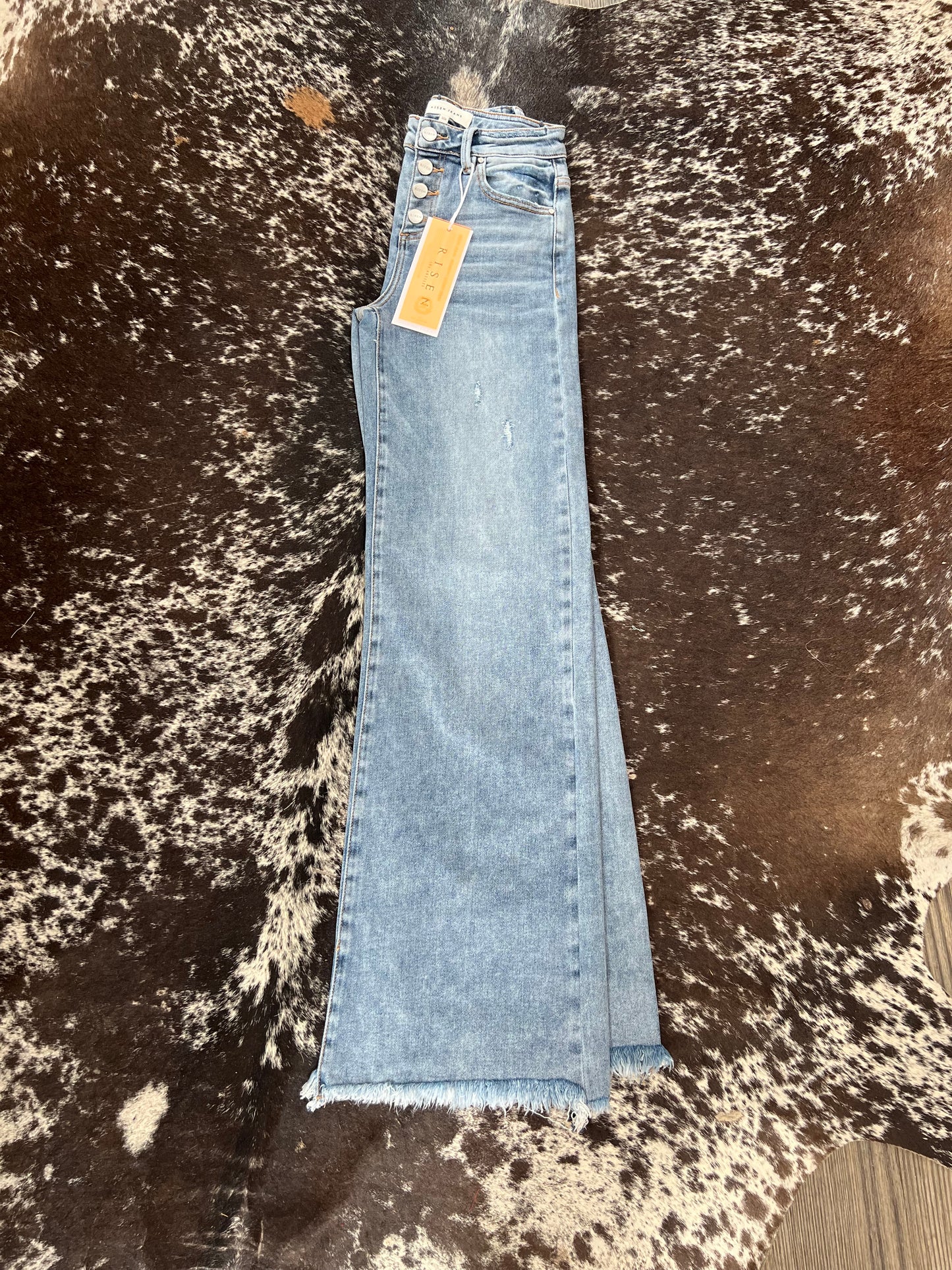 Mid Rise Wide Leg Button Down Jeans
