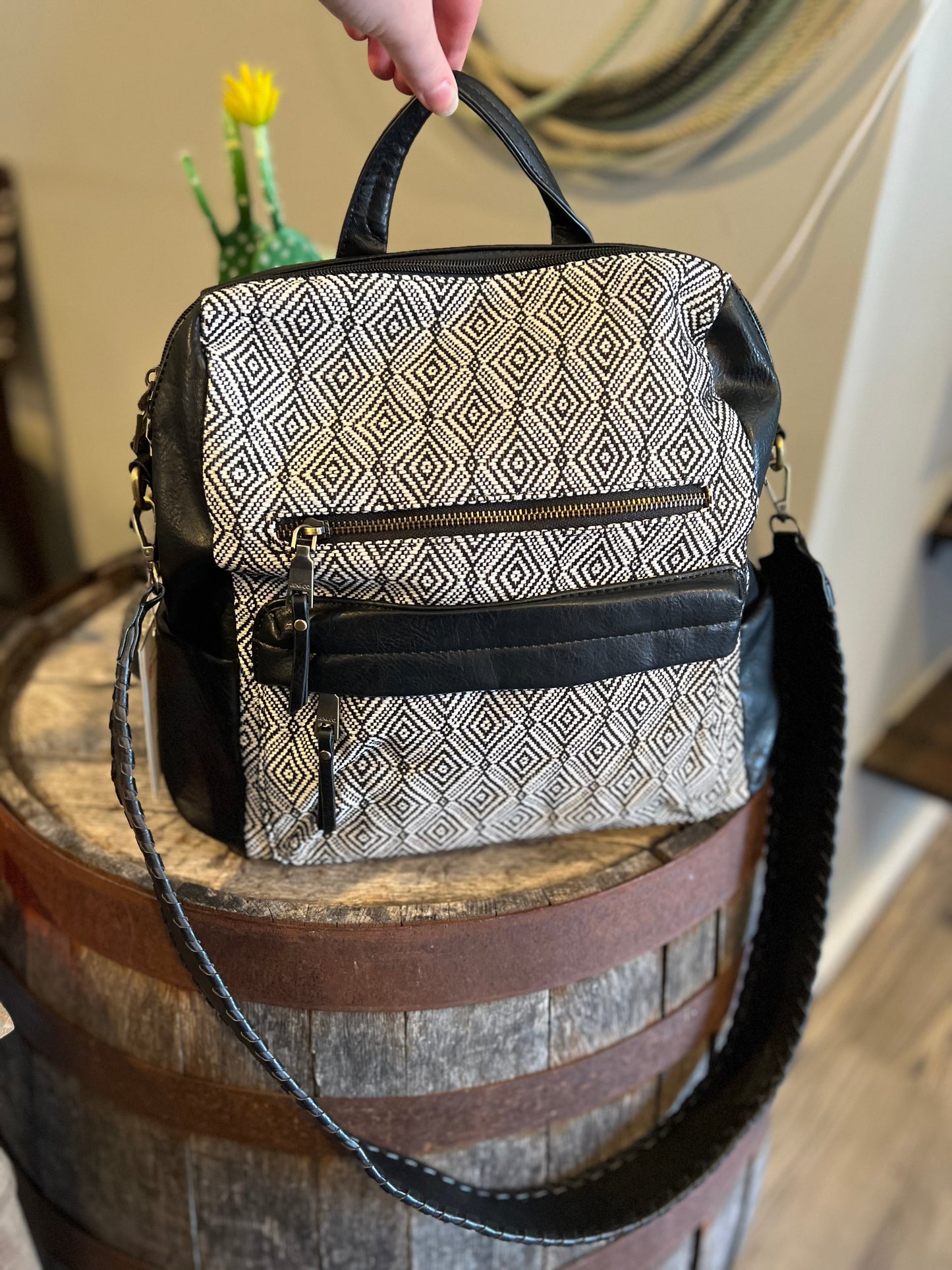 The Sarah Black Backpack Crossbody