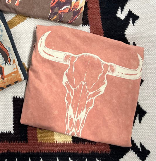 Coral Steer Mineral Wash Tee