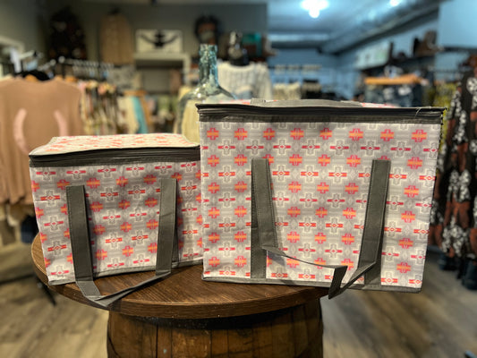 Pink Aztec Insulated Reusable Tote