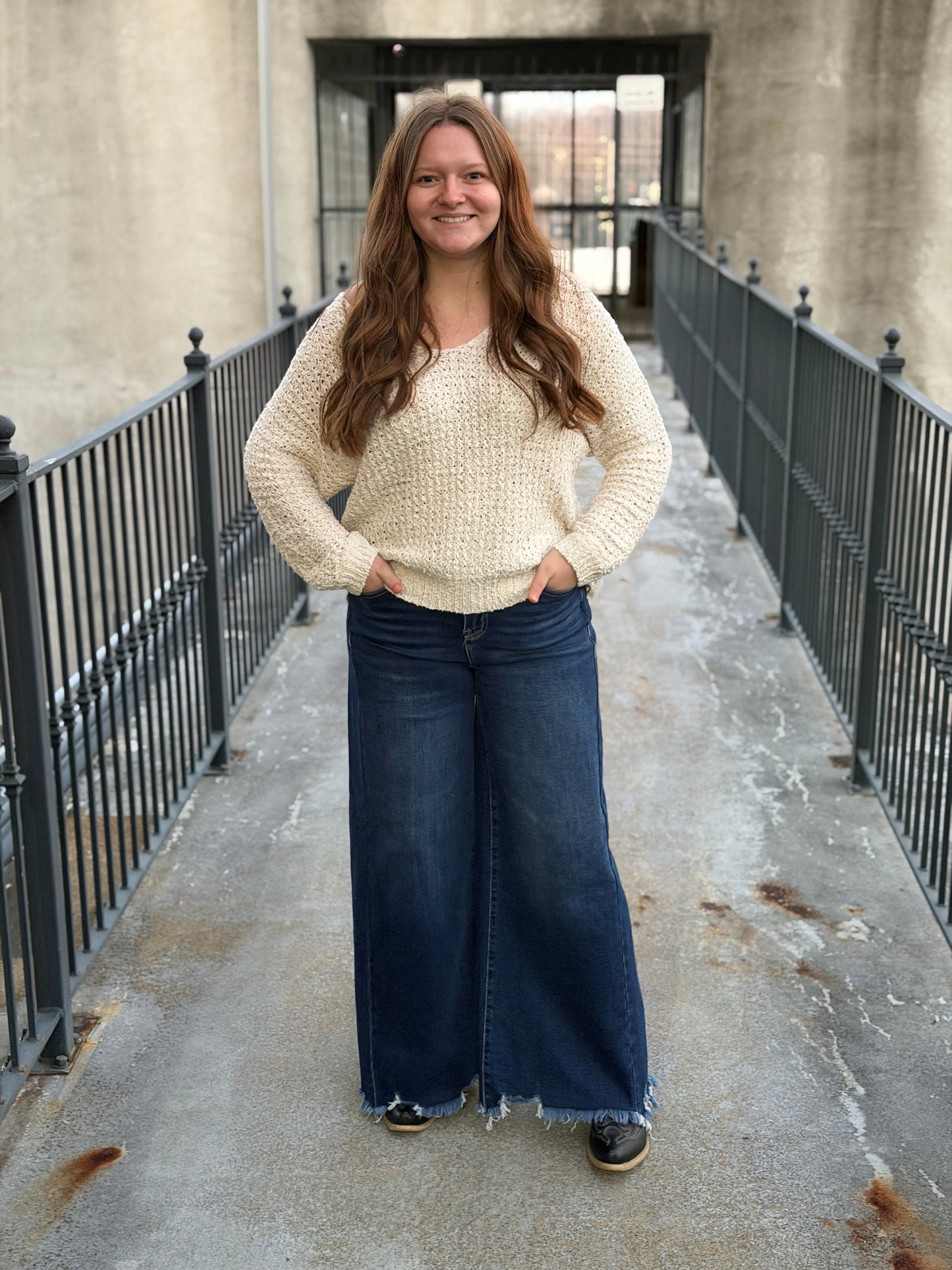 Cozy V Neck Cable Knit Sweater