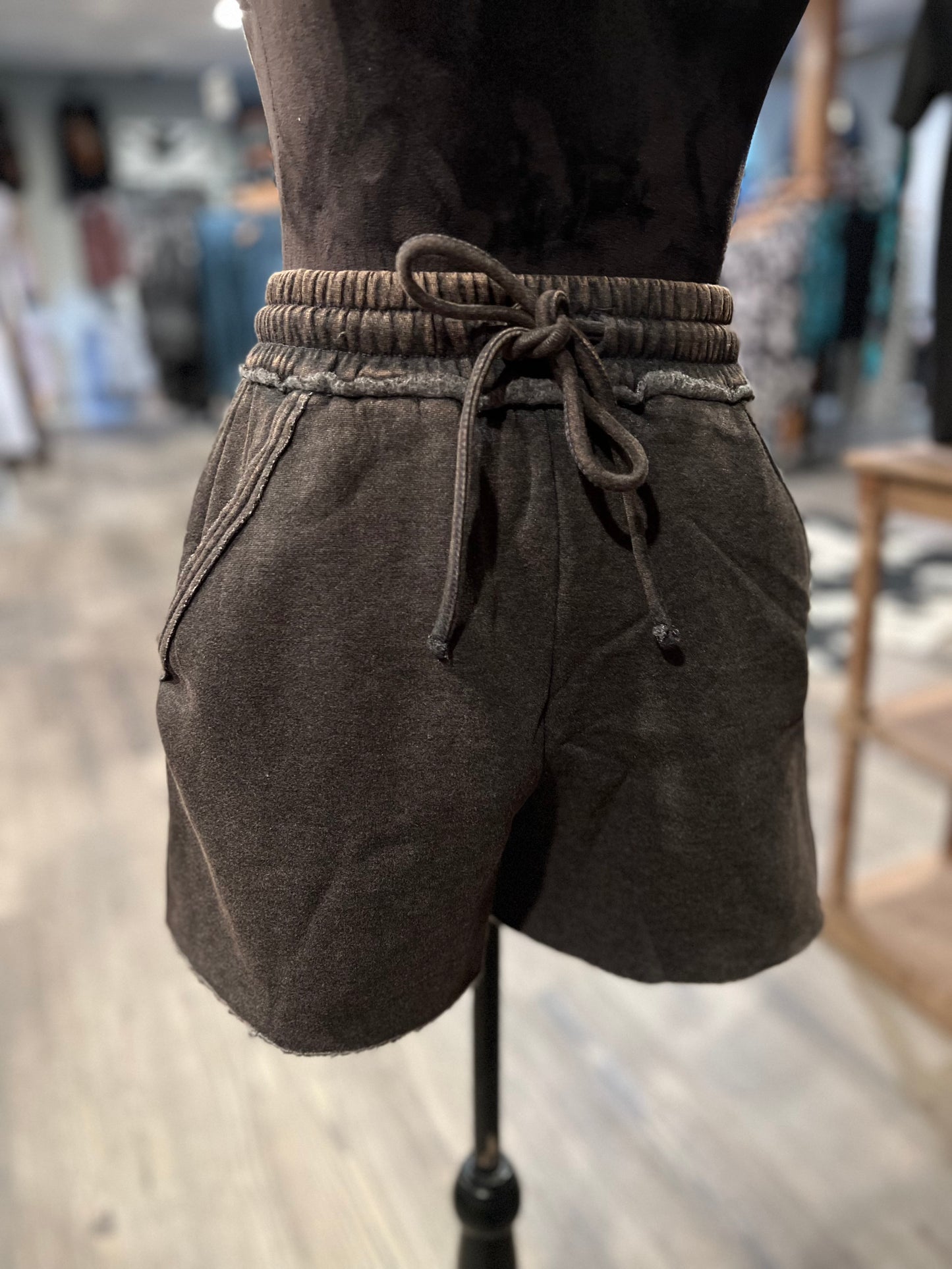 Smoke Mineral Wash Pocket Shorts