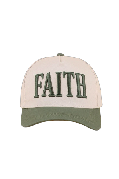 Cap with 'FAITH' text on a white background