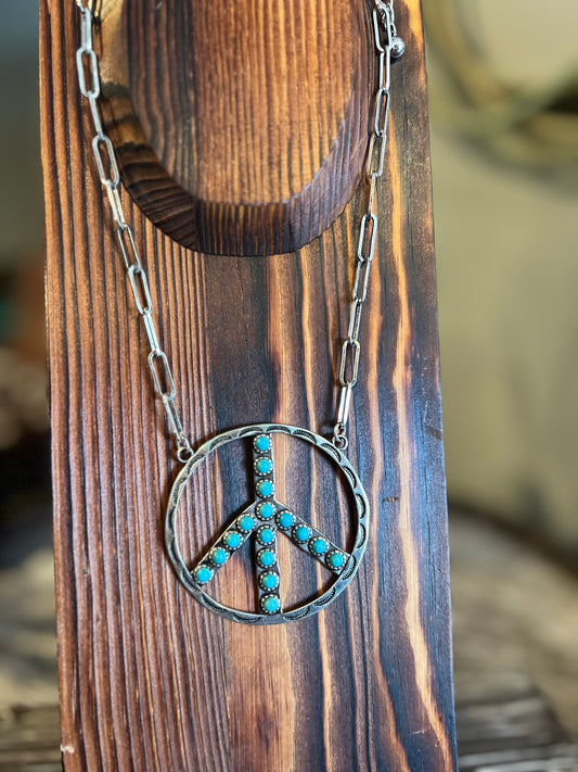 Turquoise Peace Sign Set Faux
