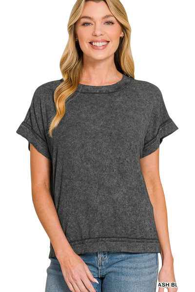 The Cowgirl Core Ribbed Top *Ash Black