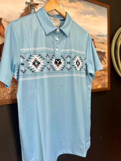 Vexil Light Blue Aztec Polo