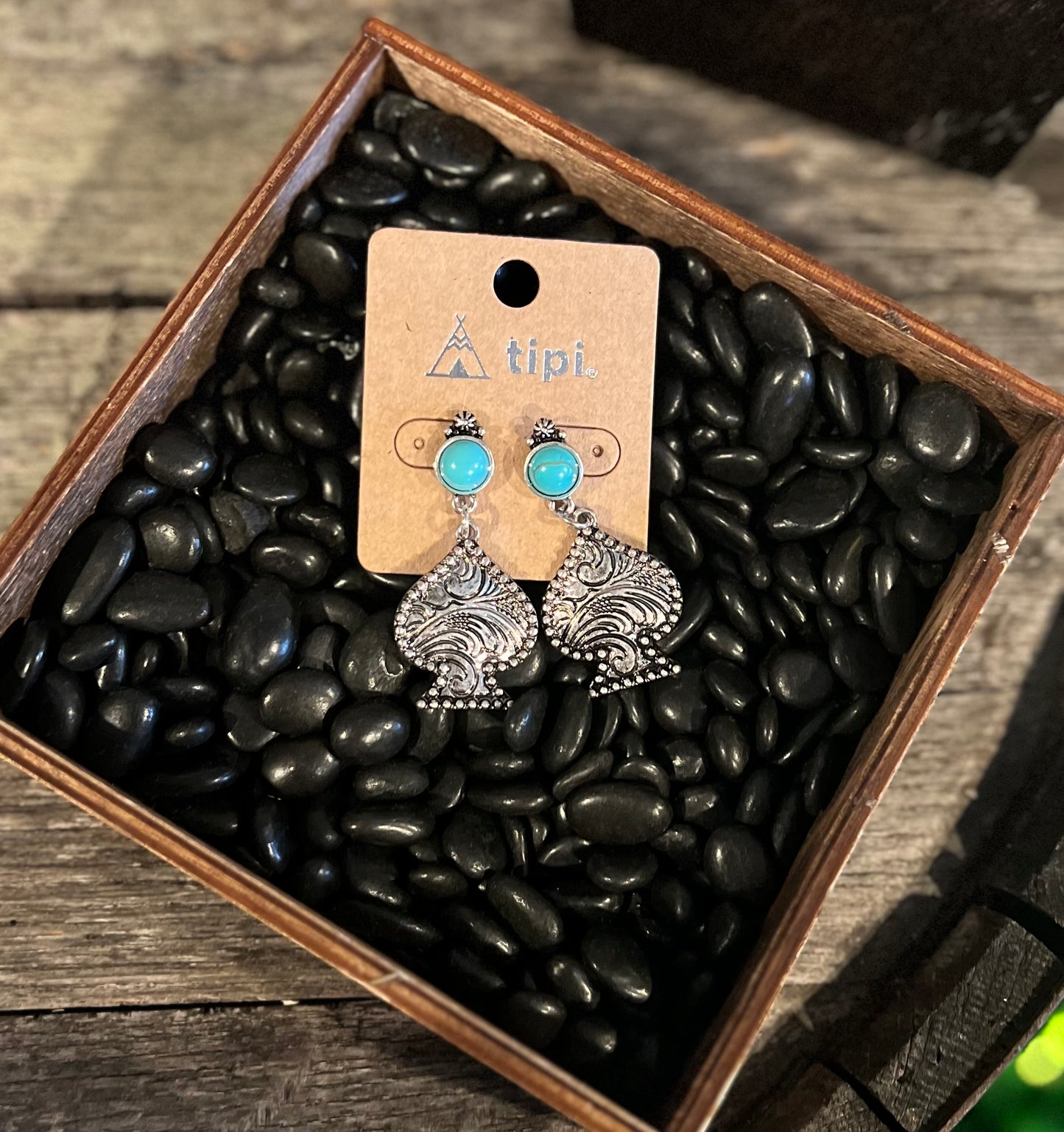 Spade Faux Turquoise Studs