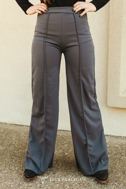 Charcoal Crease Straight Leg Pants