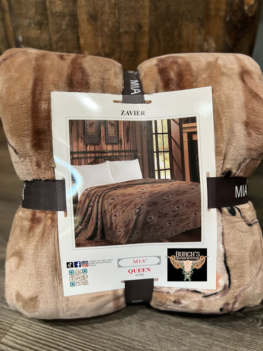 Chocolate Longhorn Plush Blanket