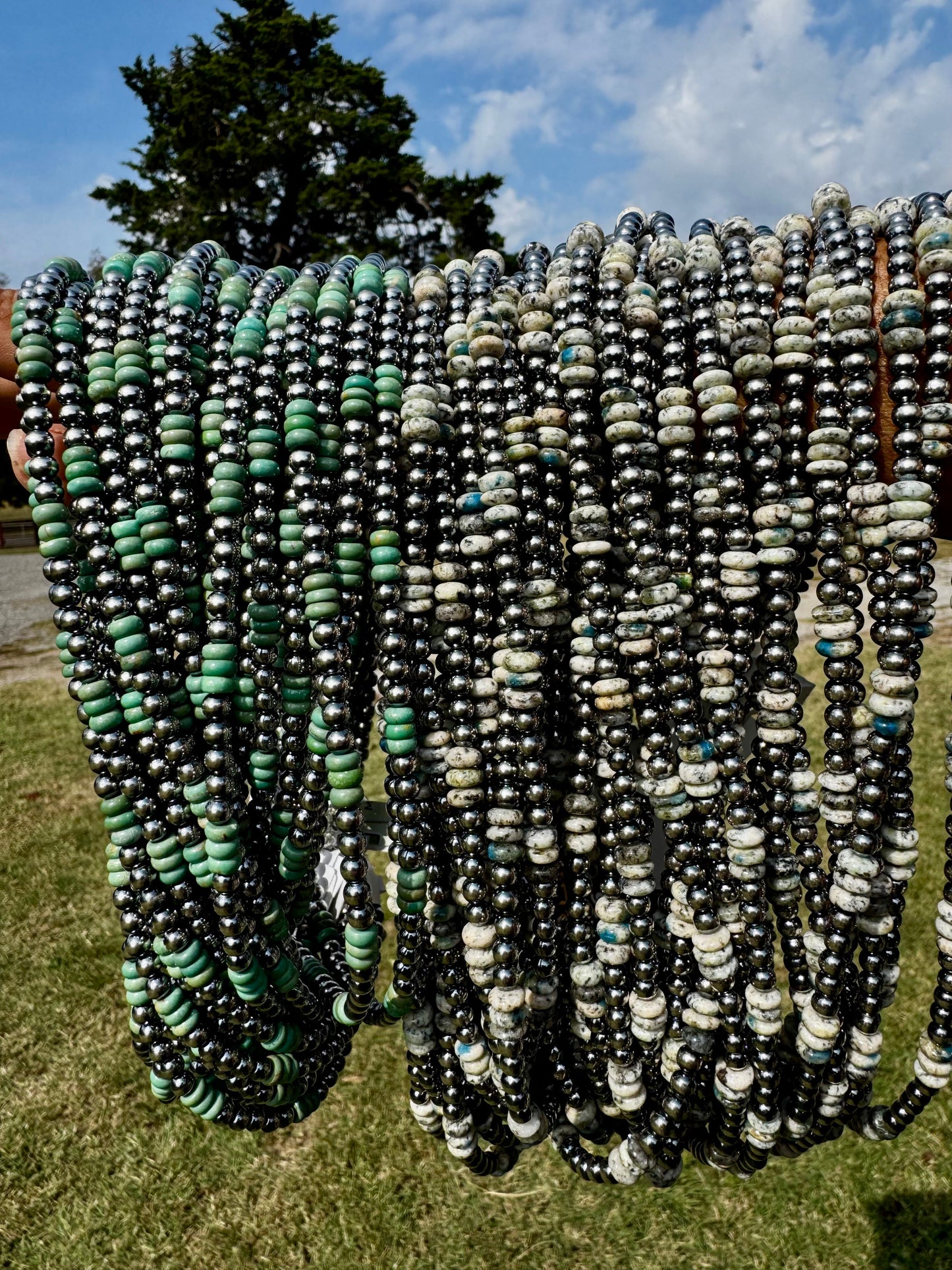 Azurite & Sterling Silver Pearl Necklace – 5mm - 19"