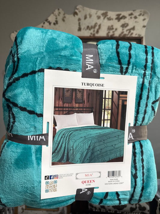Turquoise Bootstitch Queen Blanket