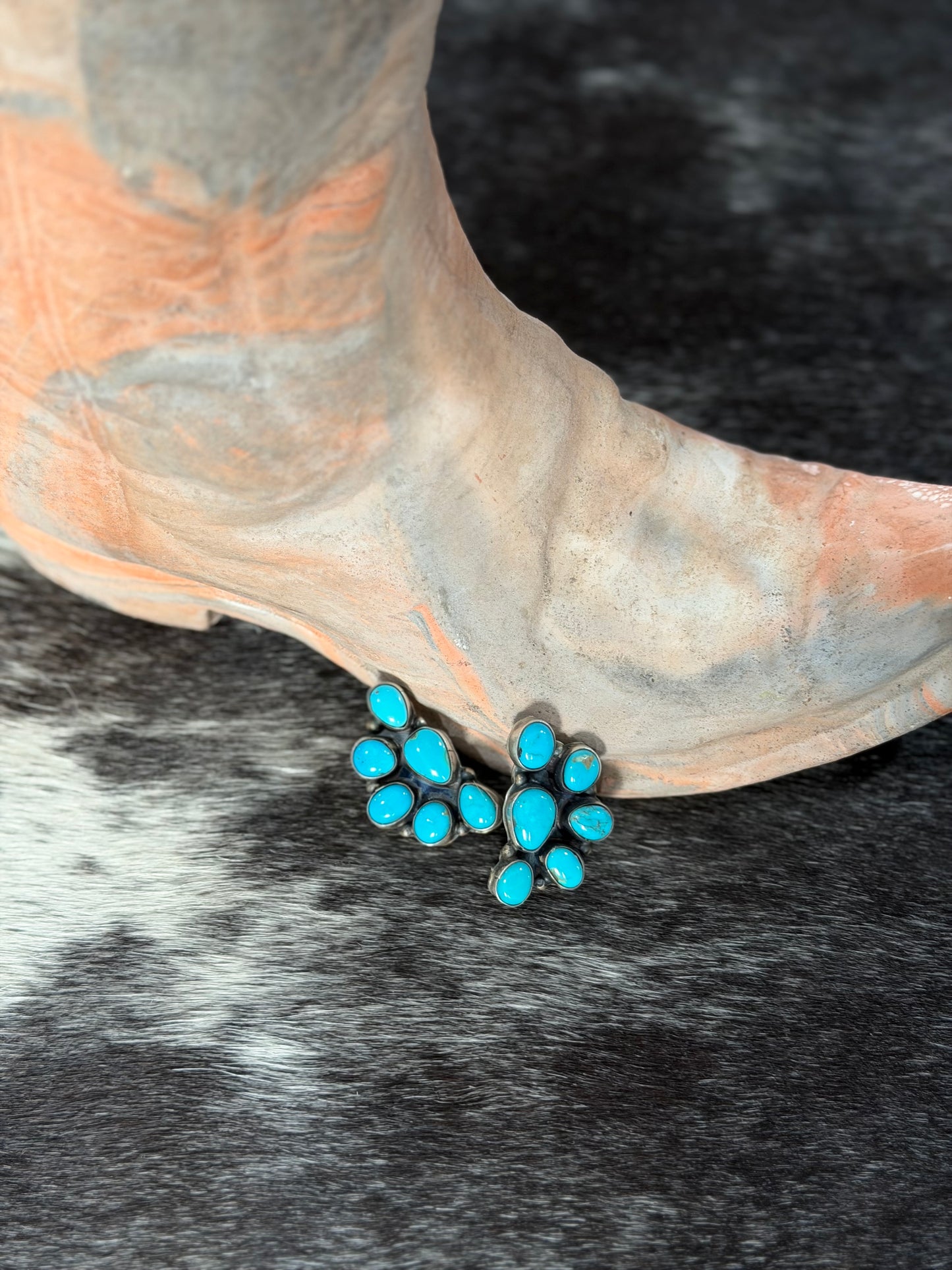 Large Statement Turquoise Half Clusters Ella Peters Studs