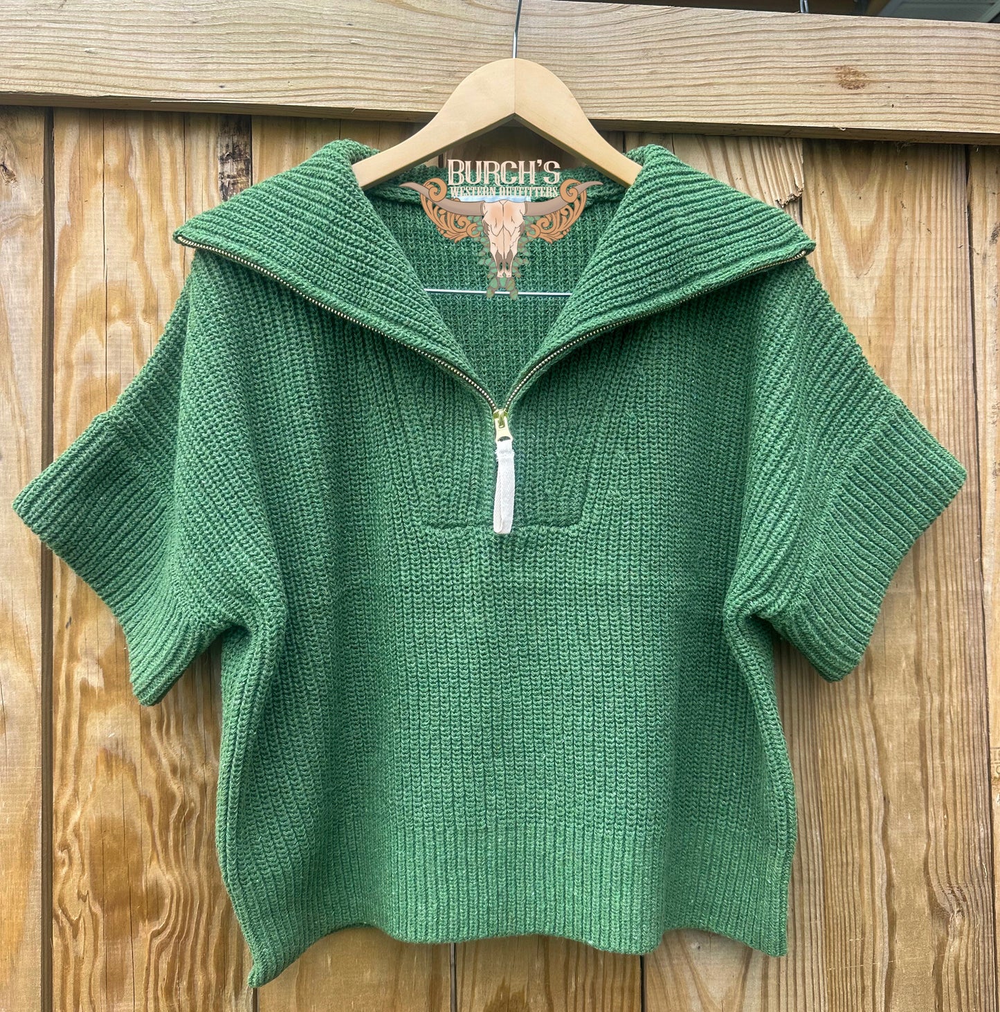 Olive Woodland Dreams Half Zip Sweater