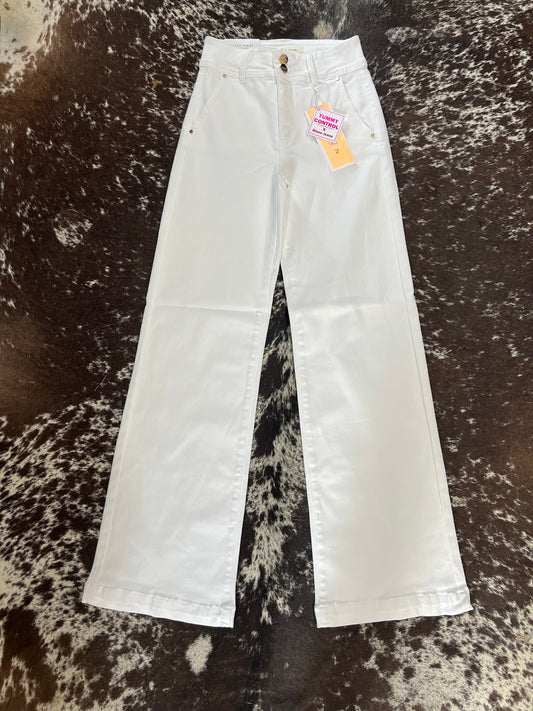 High Rise Wide Leg Double Button Jeans
