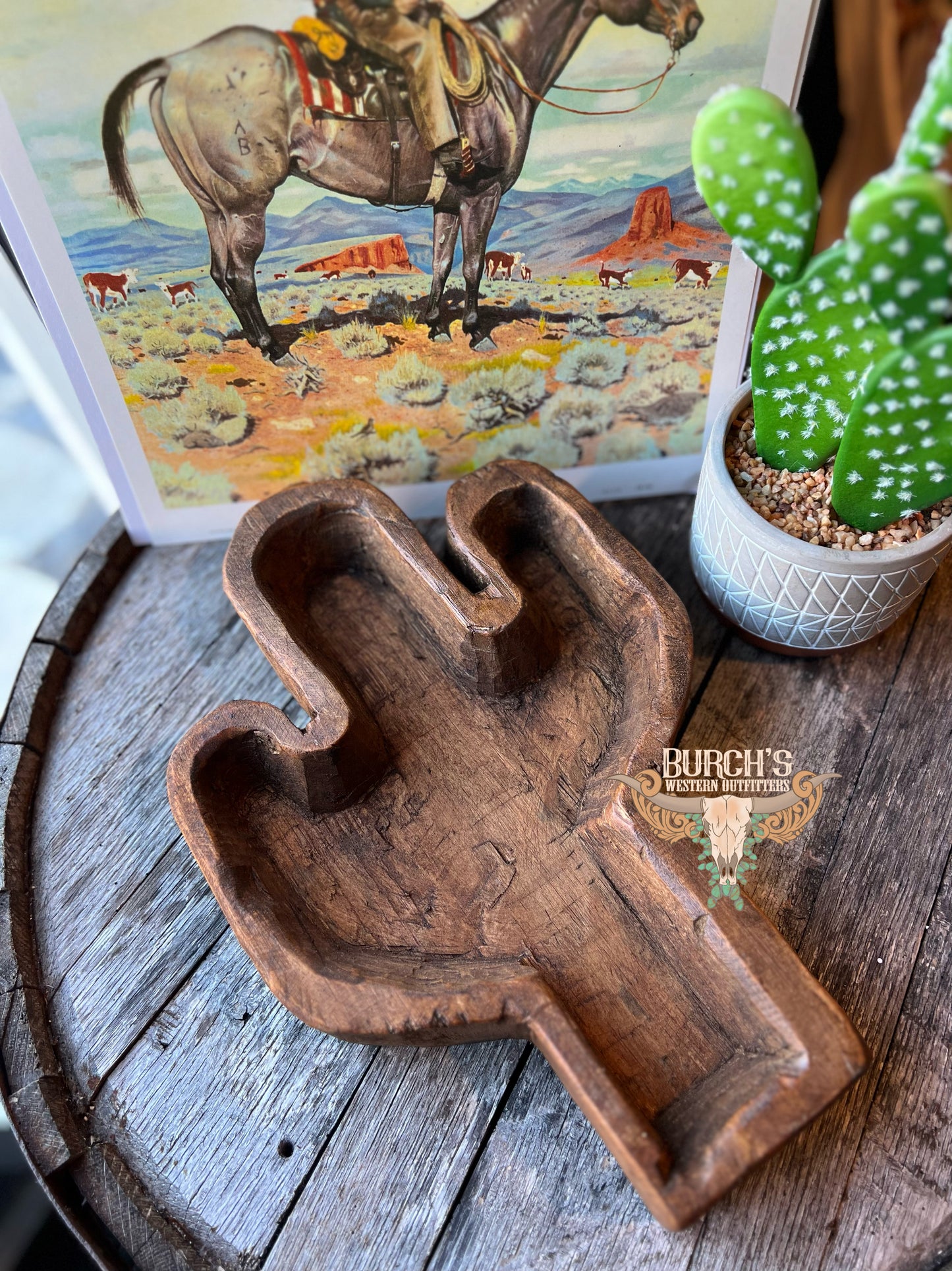 Wooden Cactus Dough Bowl