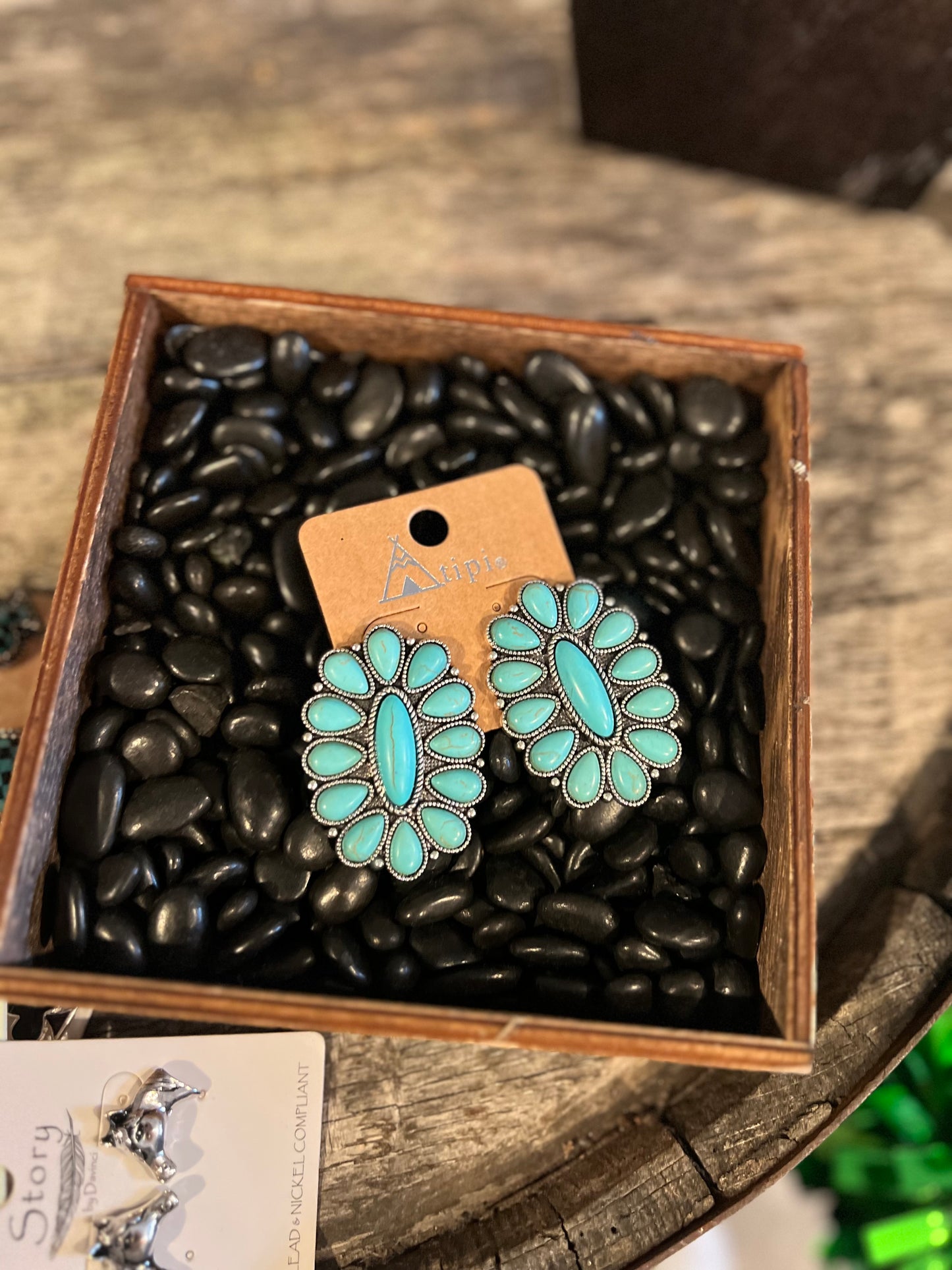 Cluster Faux Turquoise Studs