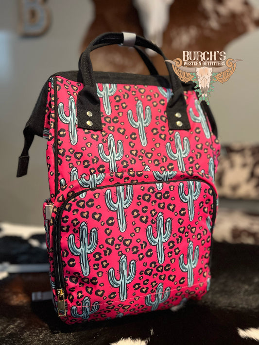 Cheetah Cactus Diaper Bag