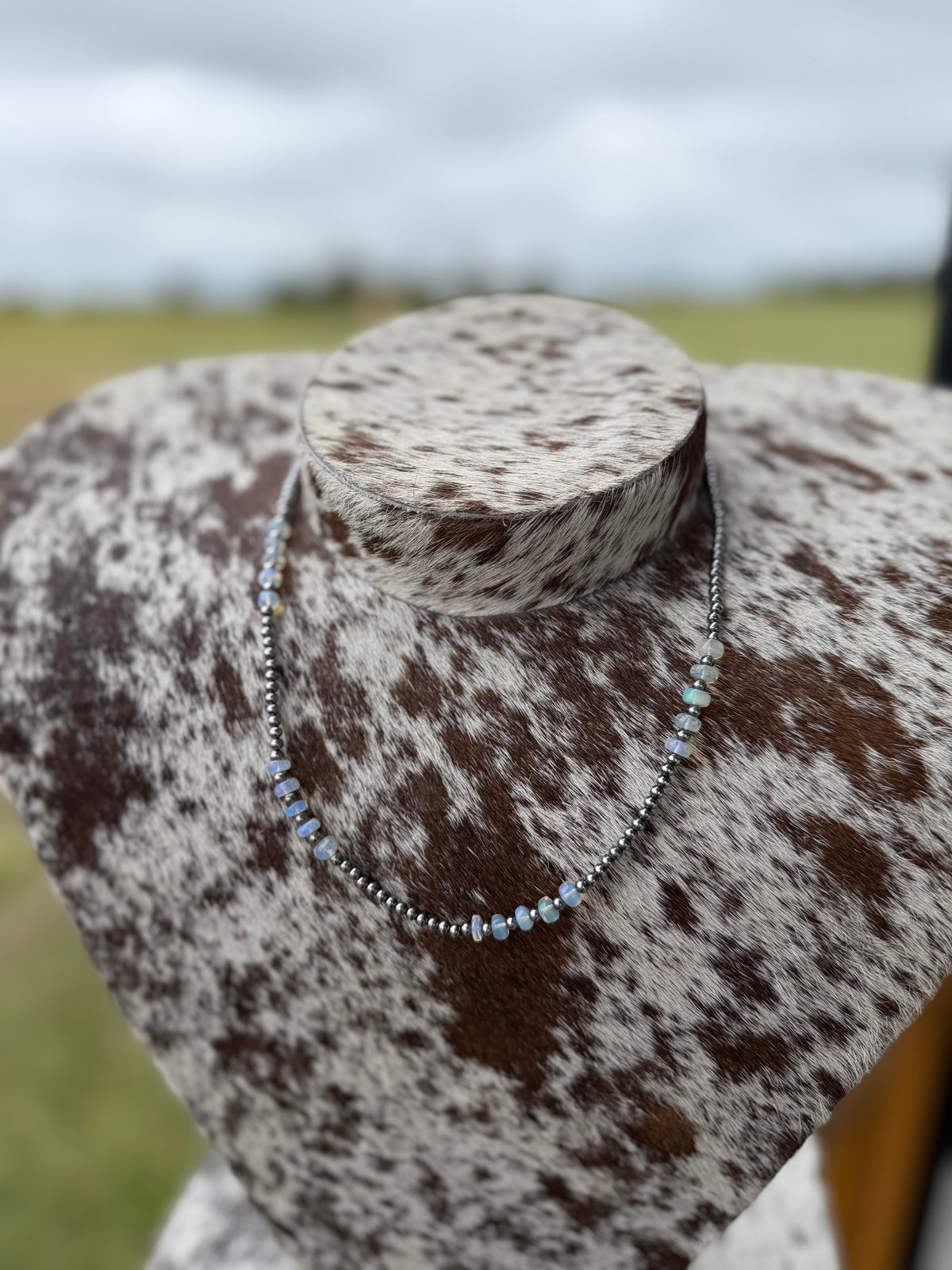 White Opal Sterling Silver Necklace
