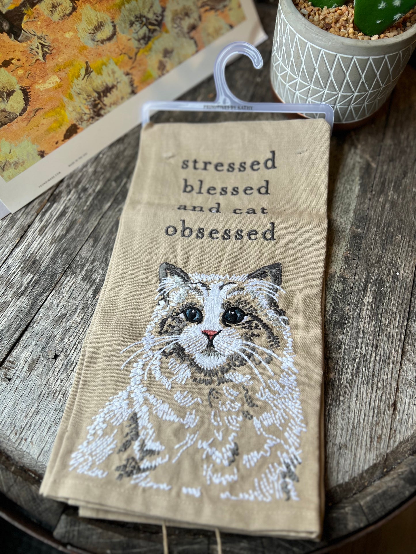 Chief Embroidered Cat Kitchen Towel