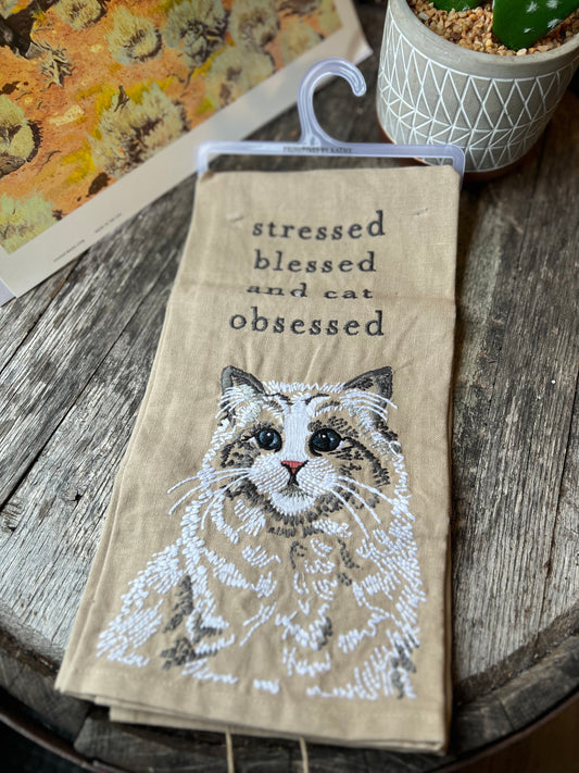 Chief Embroidered Cat Kitchen Towel