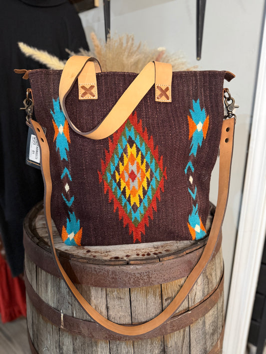 Chocolate XL Saddleblanket Tote Crossbody Travel