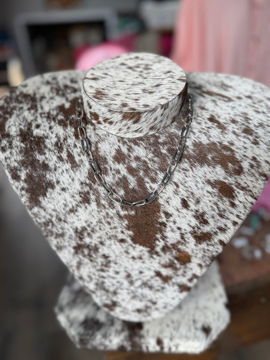 Silver Paper Clip Chain Necklace