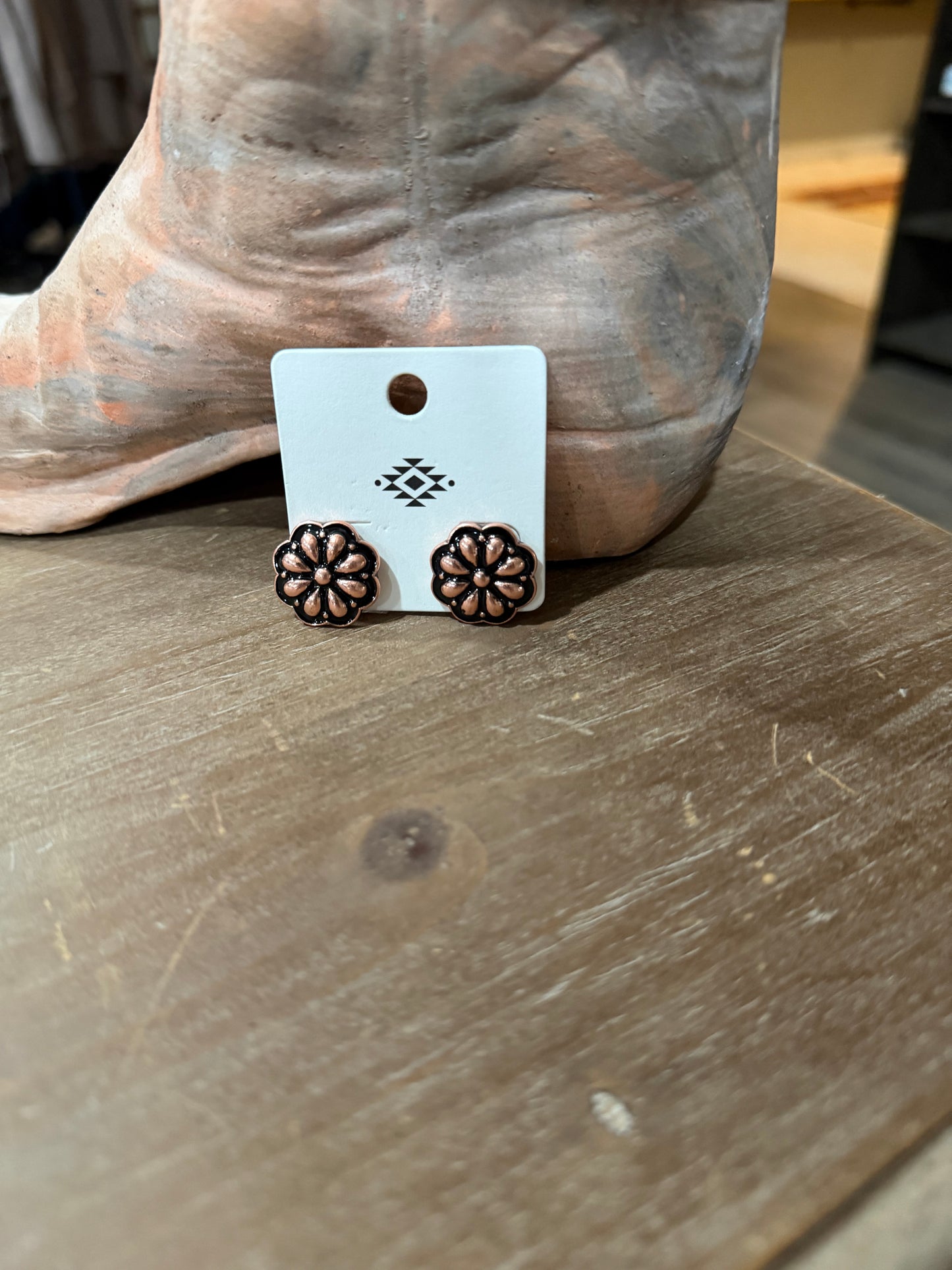 Floral Concho Stud Earrings