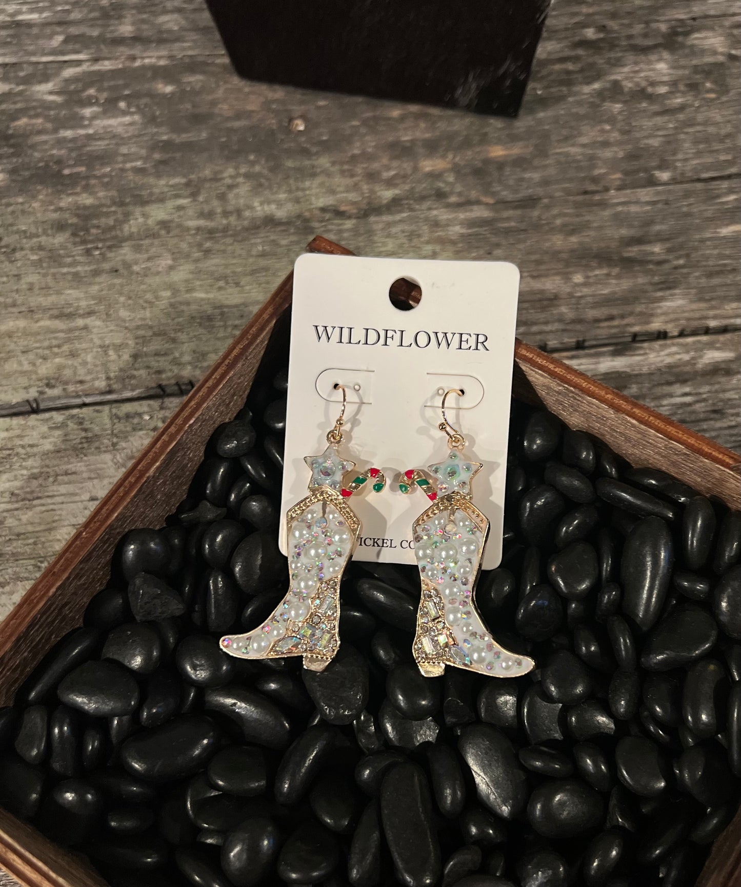 White Cowboy Boots Earrings