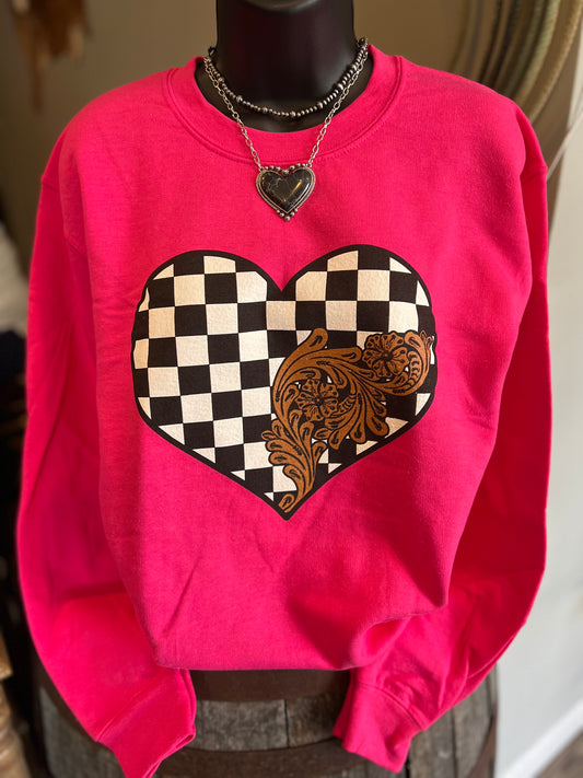 Checkered Heart Sweatshirt