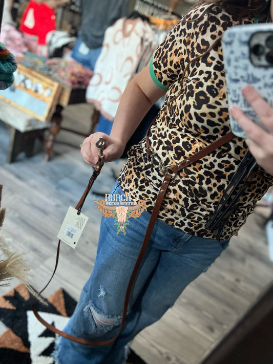 Brown Leather Hands Free Leash